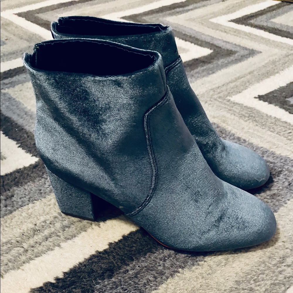 Ann Taylor Light Blue Velvet Booties 11M